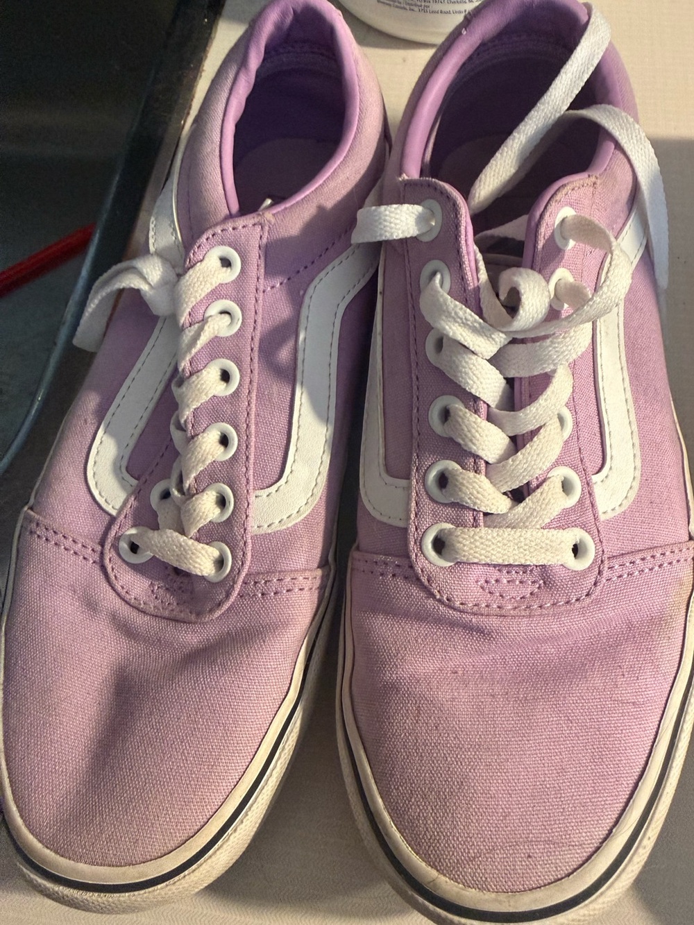 Vans Women's Lavender Canvas Sneakers with White Stripe
